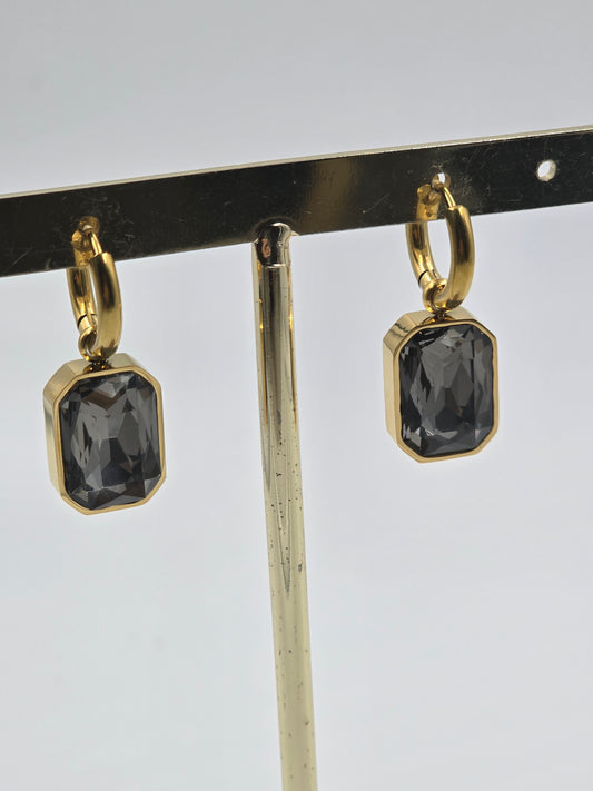 Stainless Steel Gem Drop Hoops