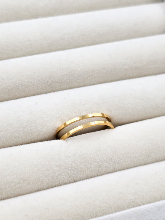 Stainless Steel Simple Double Row Ring