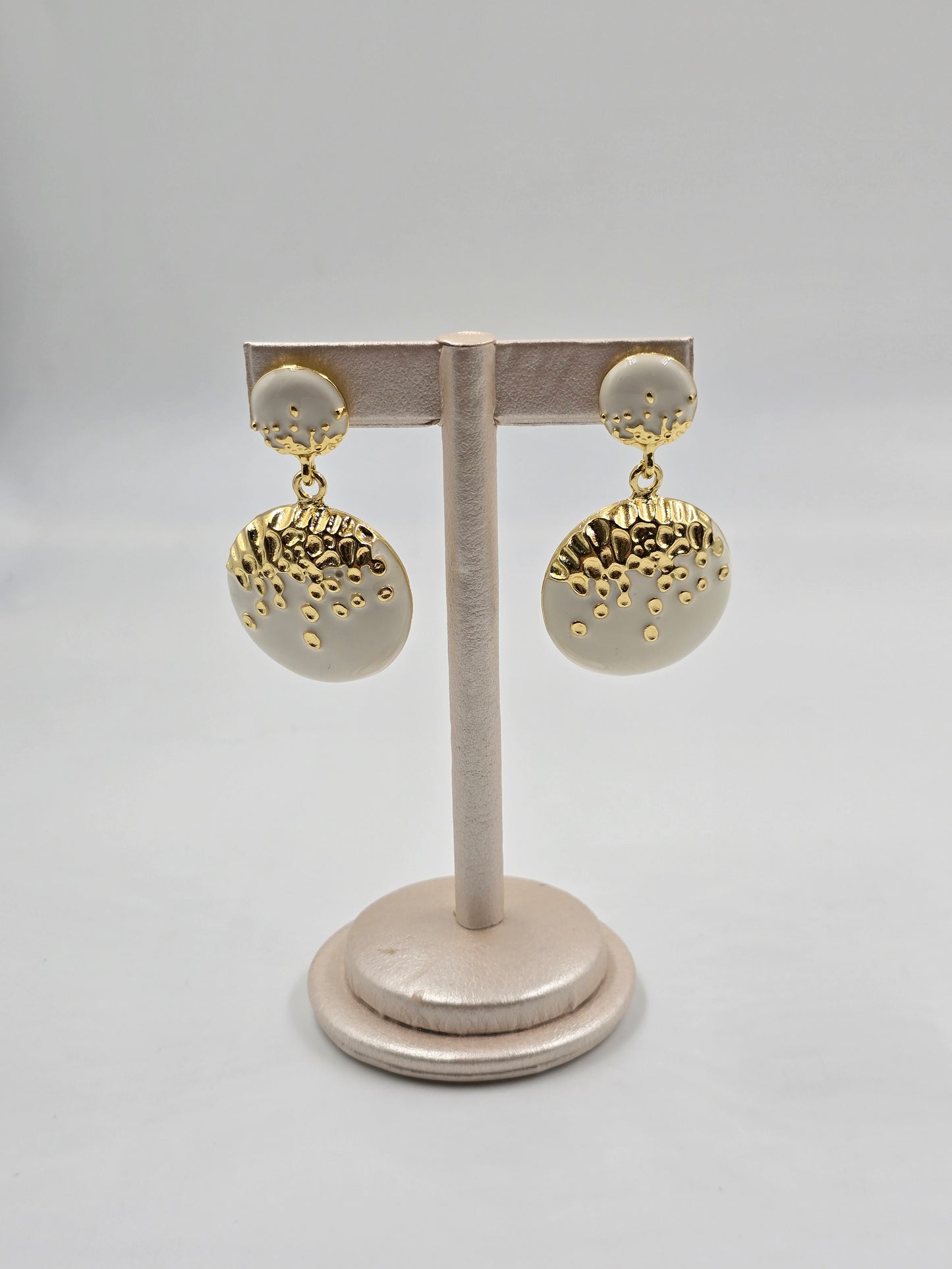 White and Gold Dangle Earrings