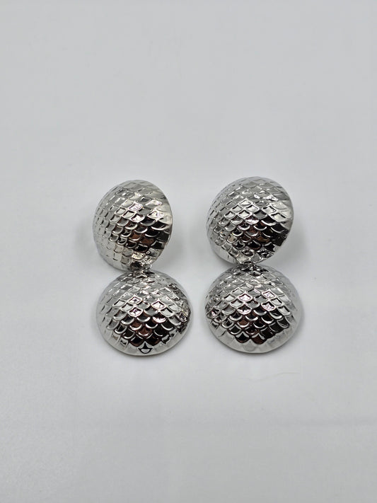 Gold Spherical Earrings with Textured Surface