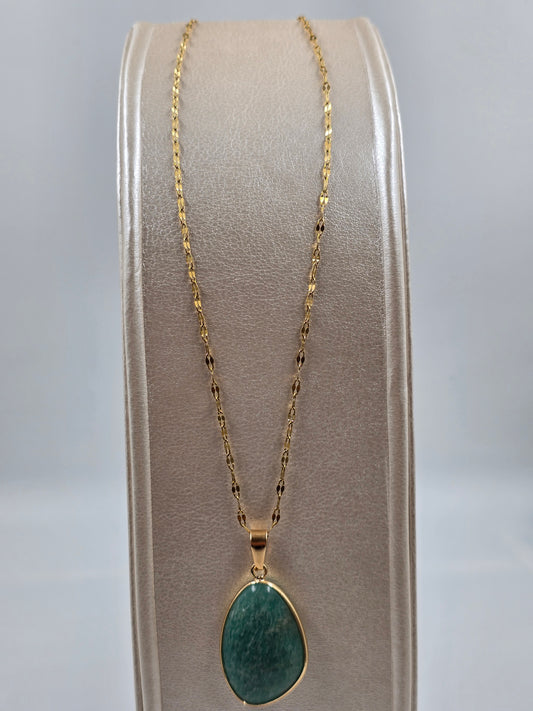 N - Stainless Steel Necklace with Oval Pendant