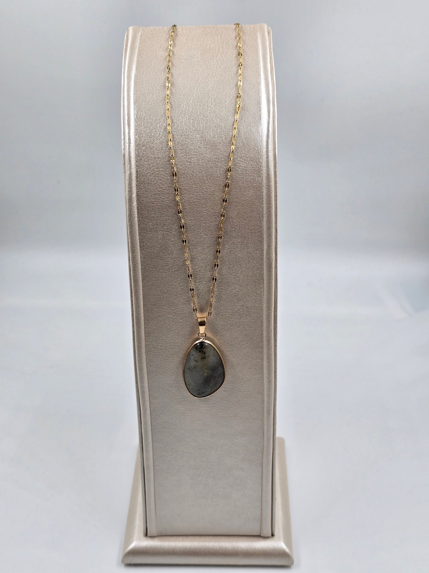 N - Stainless Steel Necklace with Oval Pendant