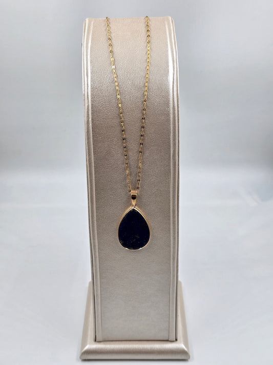 N - Stainless Steel Necklace with Navy Pendant