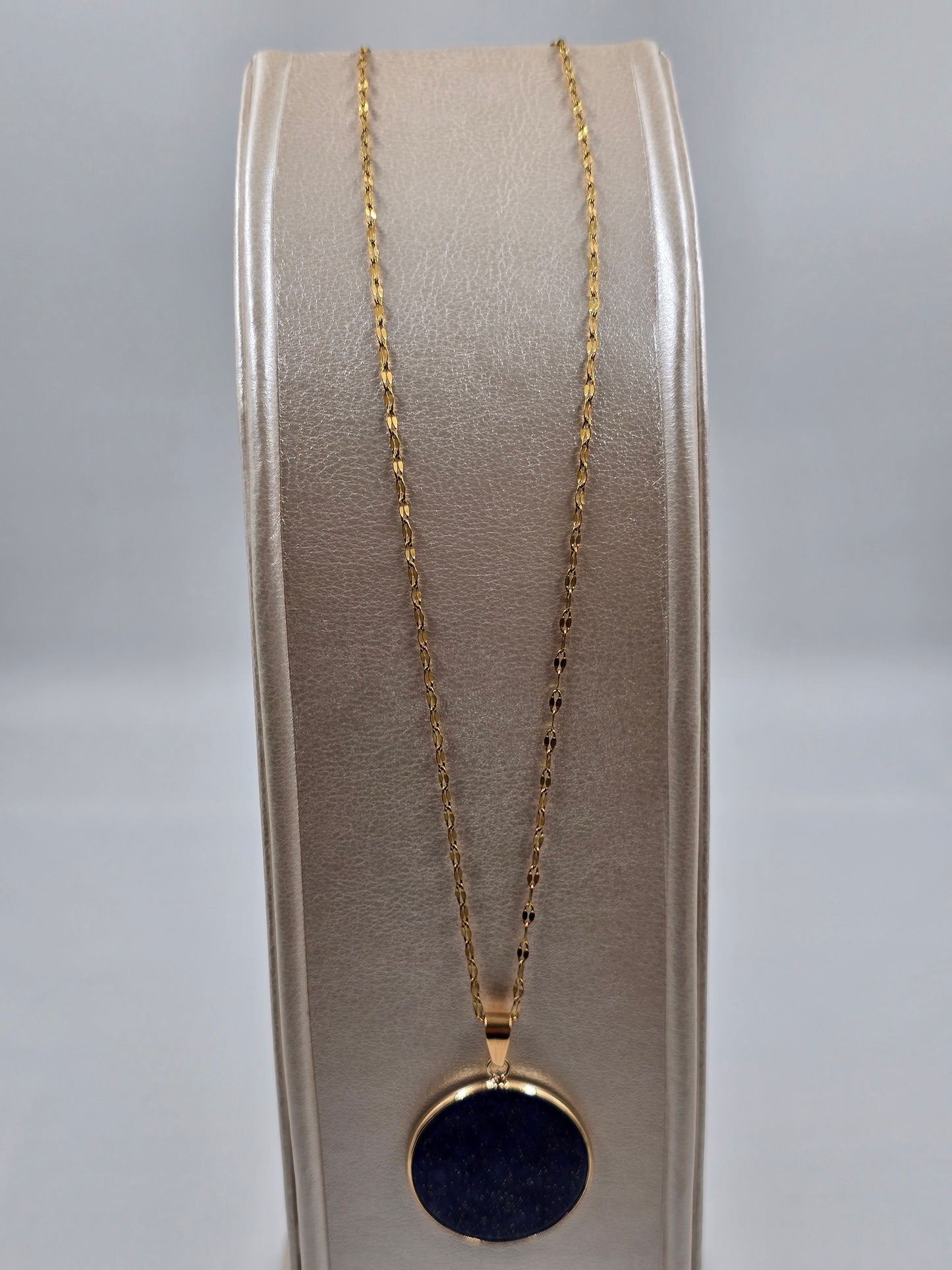 N - Stainless Steel Necklace with Navy Pendant