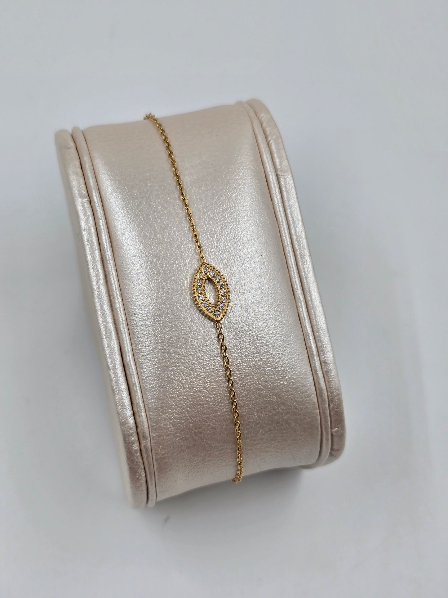 A - Golden Bracelet With Oval Rhinestone