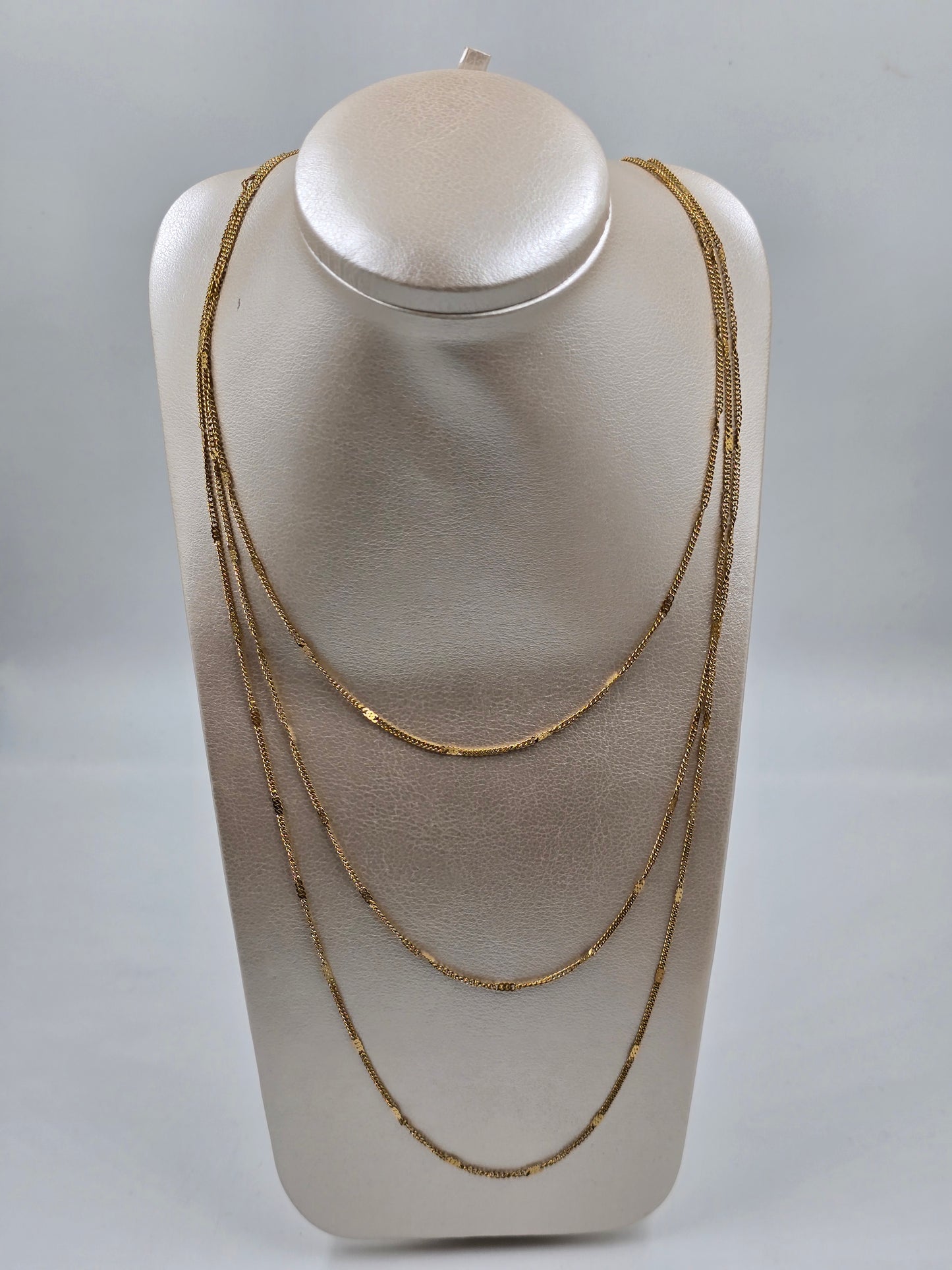 A - Golden Three Doubles Necklace Stainless Steel