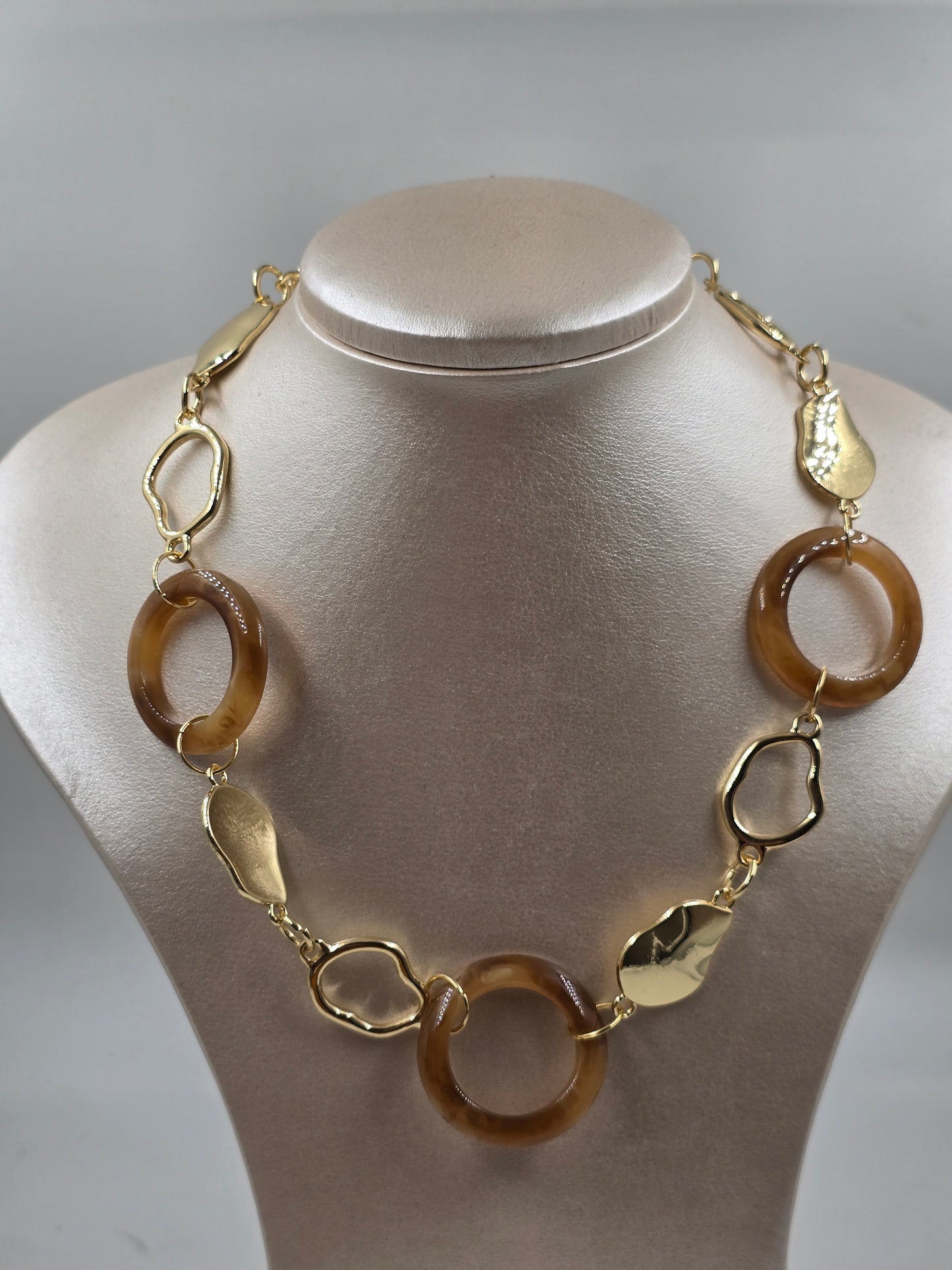 O - Brown and Gold Necklace