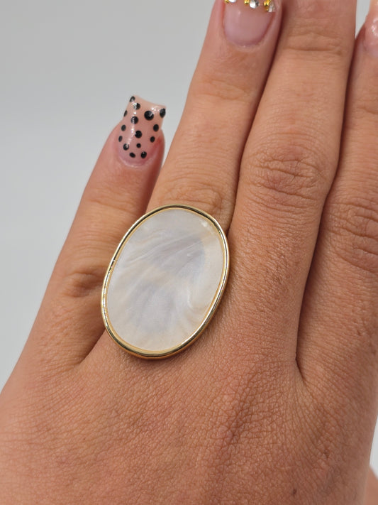 O - White Marble Ring