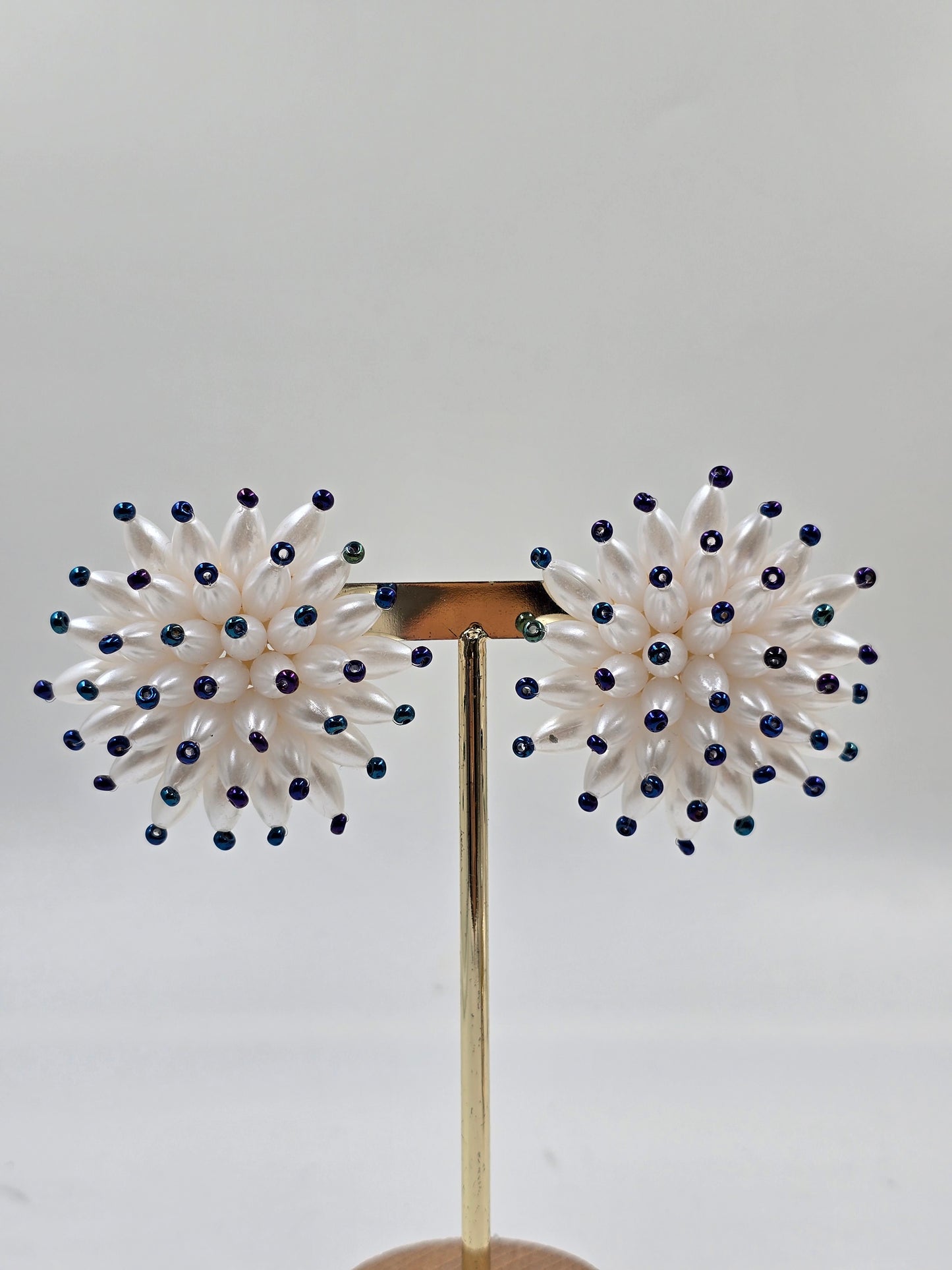 M - White and Blue Earrings