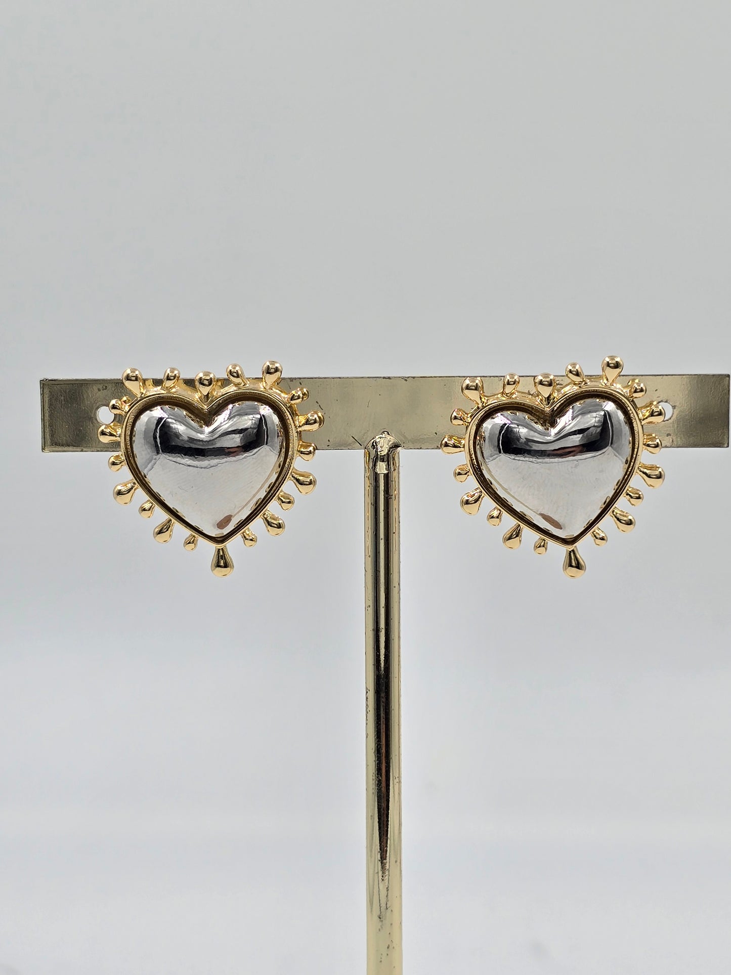 M - Silver and Gold Heart Earring