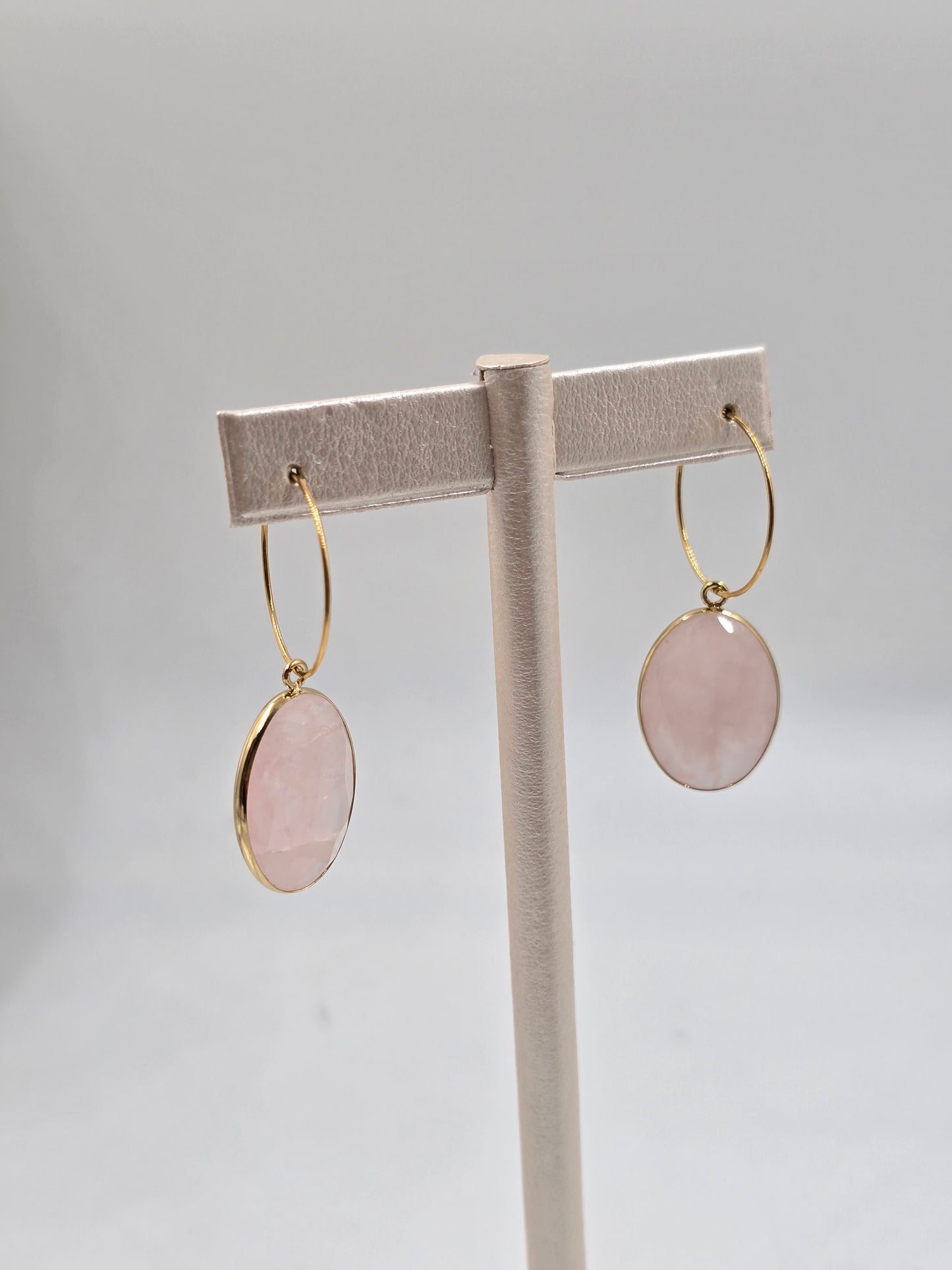 N- Natural Stone Stainless Steel Drop Earrings