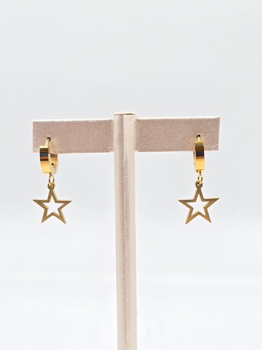 N- Small Hoop Earing Drop Star - Stainless Steel