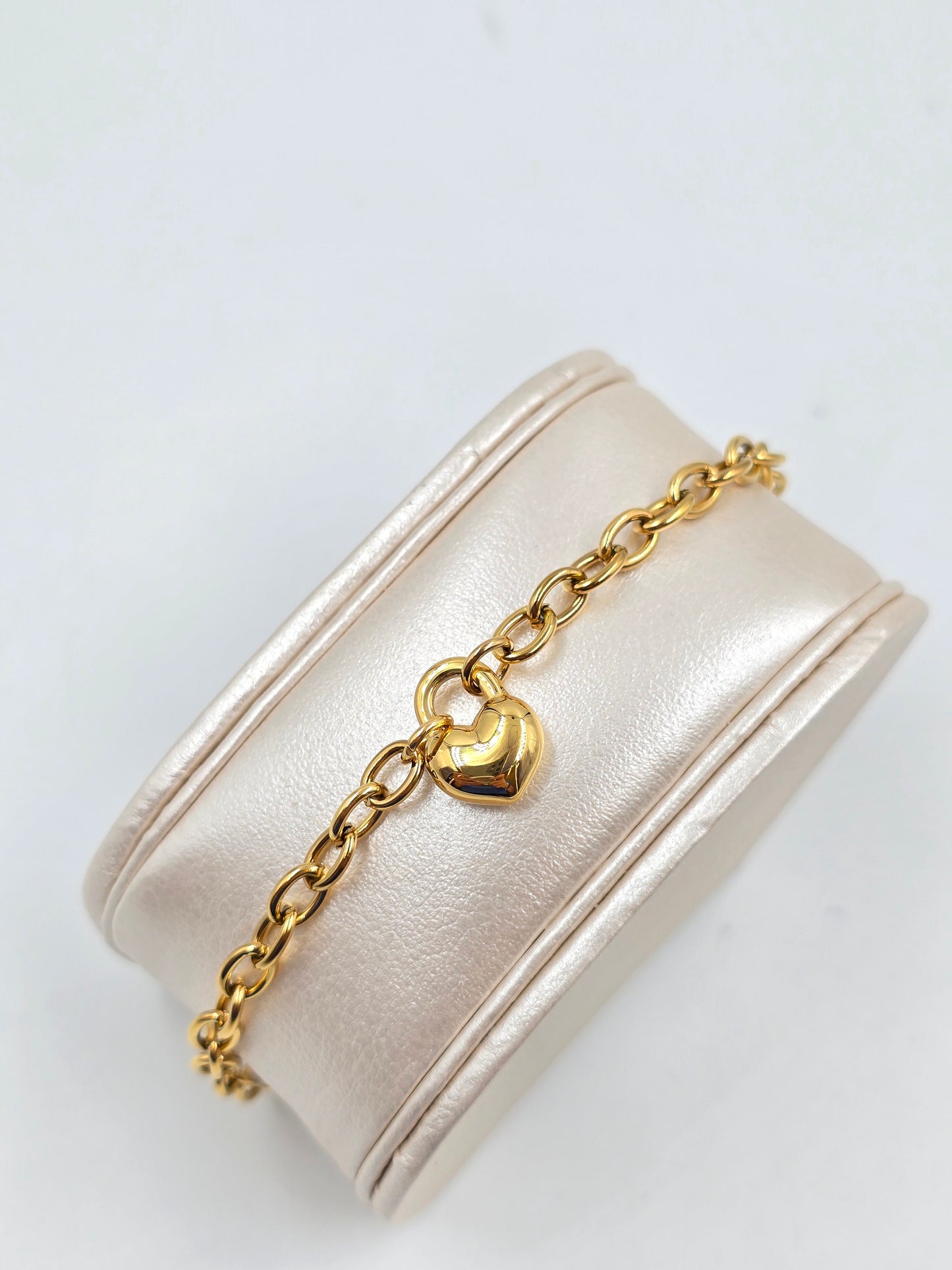 N - Stainless Steel Heart Chain Bracelet