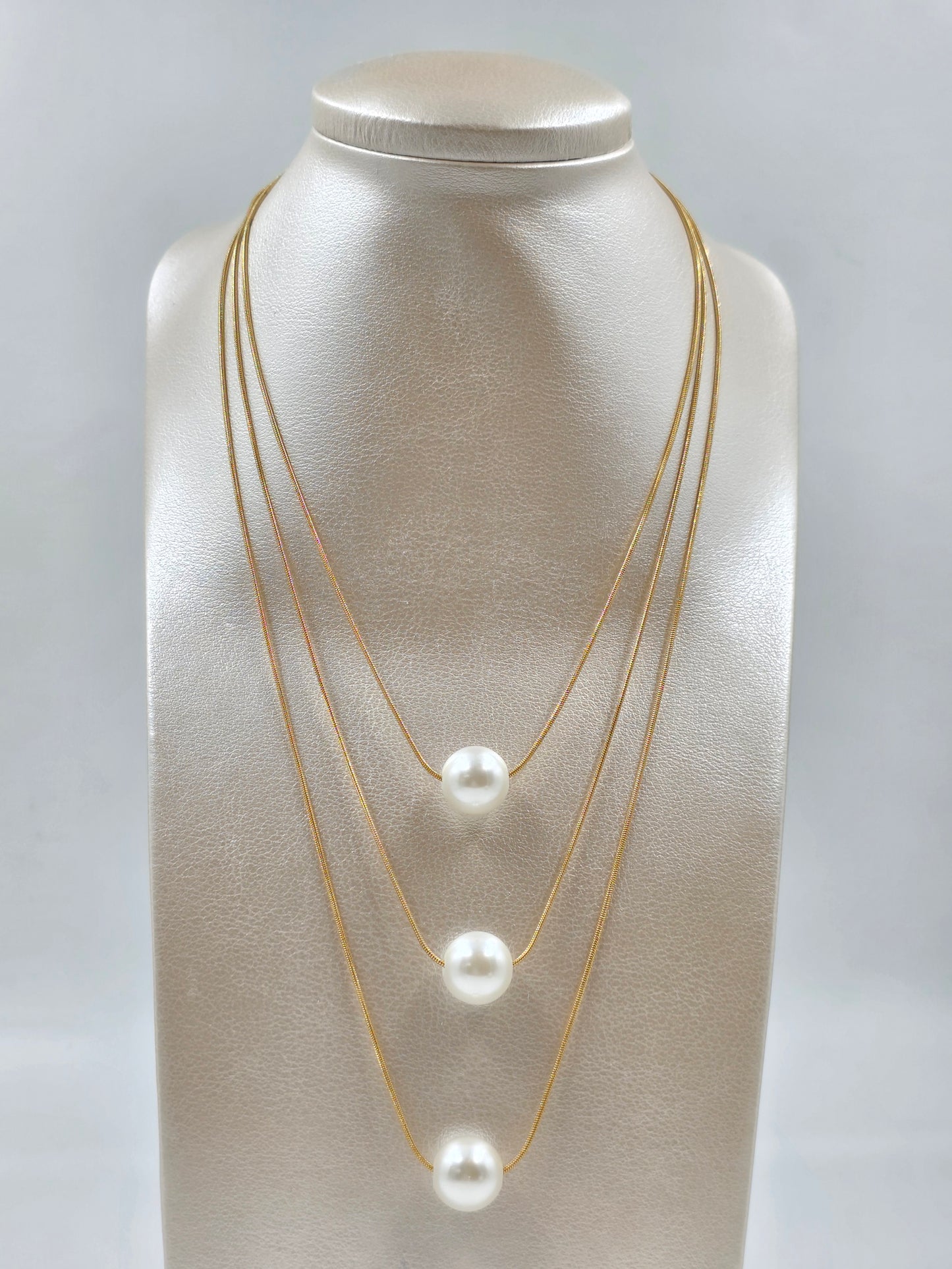 A - Three Stack Pearls Necklace