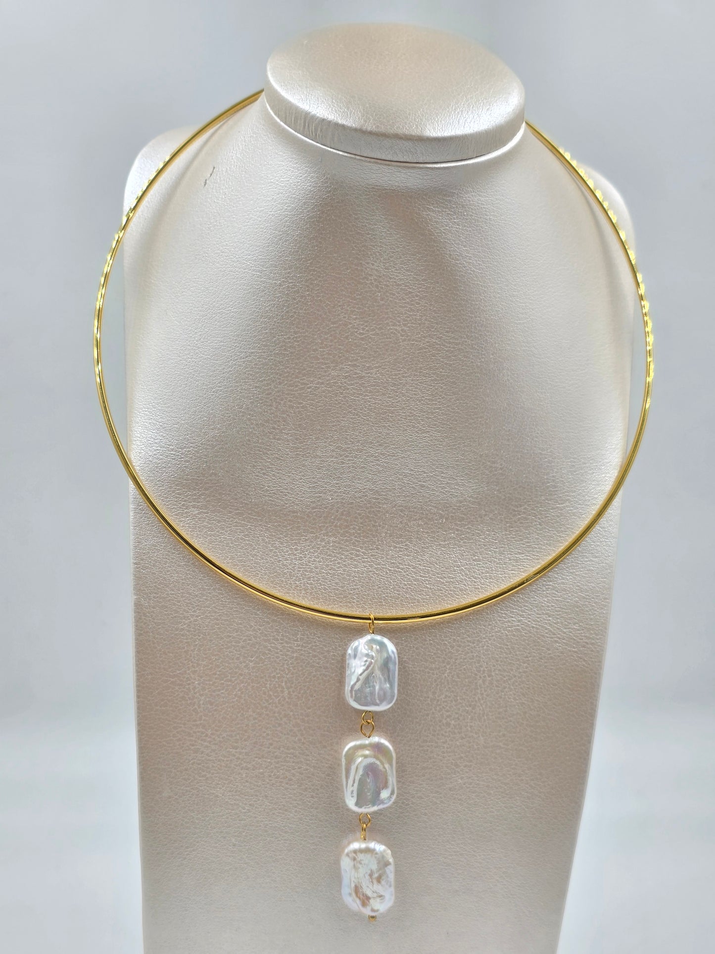 N - Golden Choker with Water Pearls