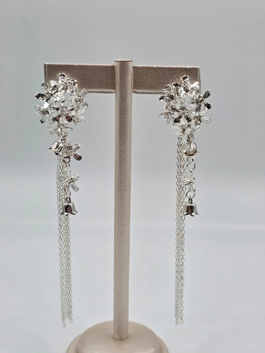 N - Silver Flower Earring