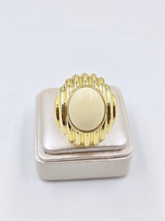 C- Gold Ring With Central Stone