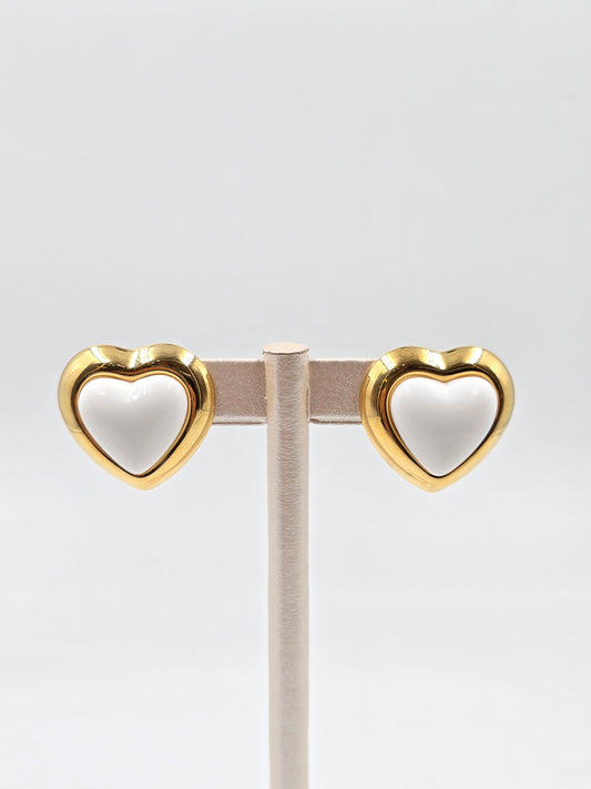 C - Stainless Steel Gold and White Stut Earring