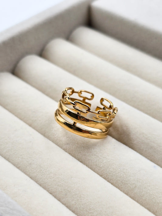 Stainless Steel Golden Mirage Ring