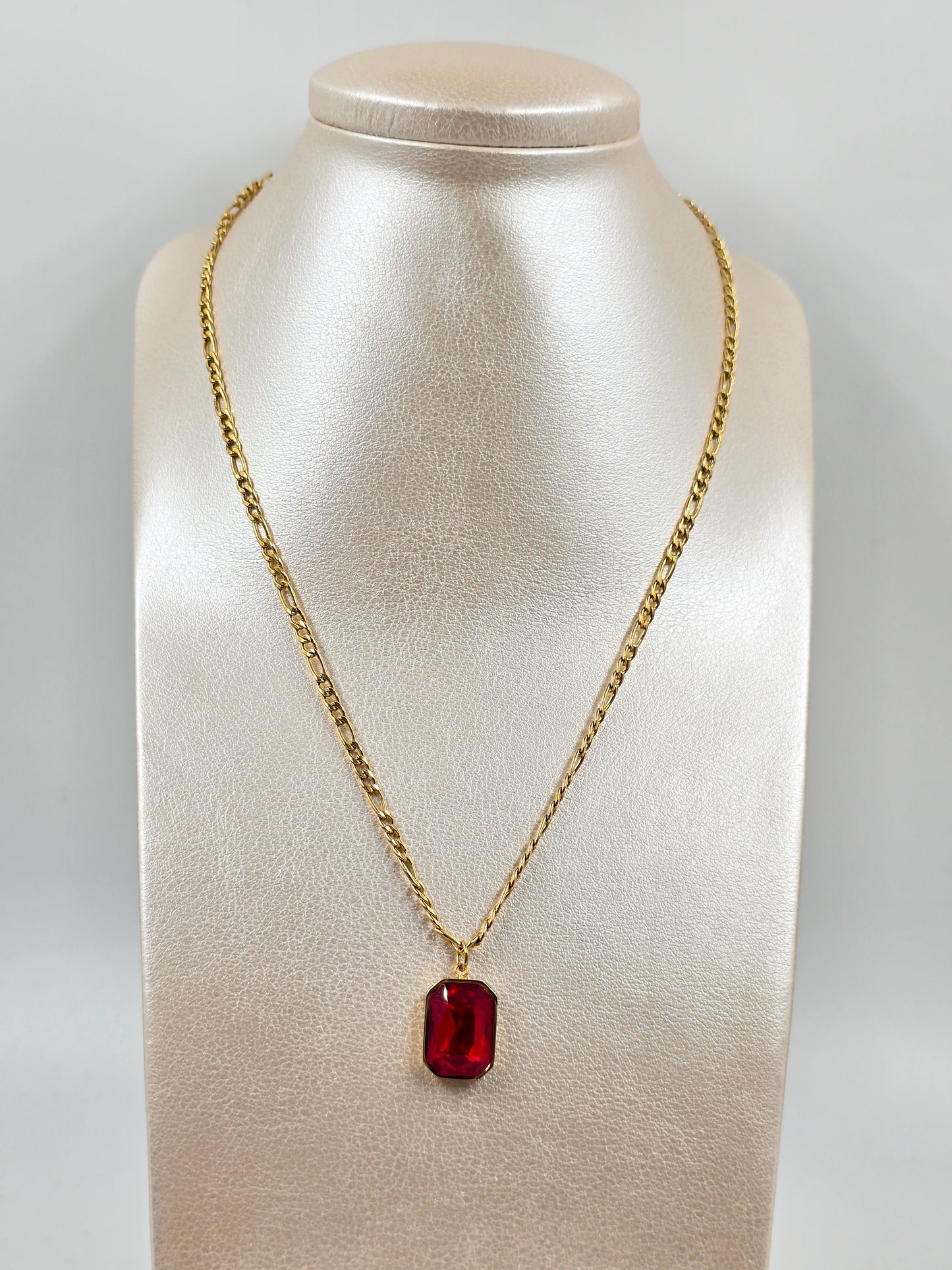 Stainless Steel Gem Drop Necklace