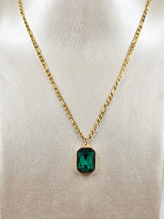 Stainless Steel Gem Drop Necklace