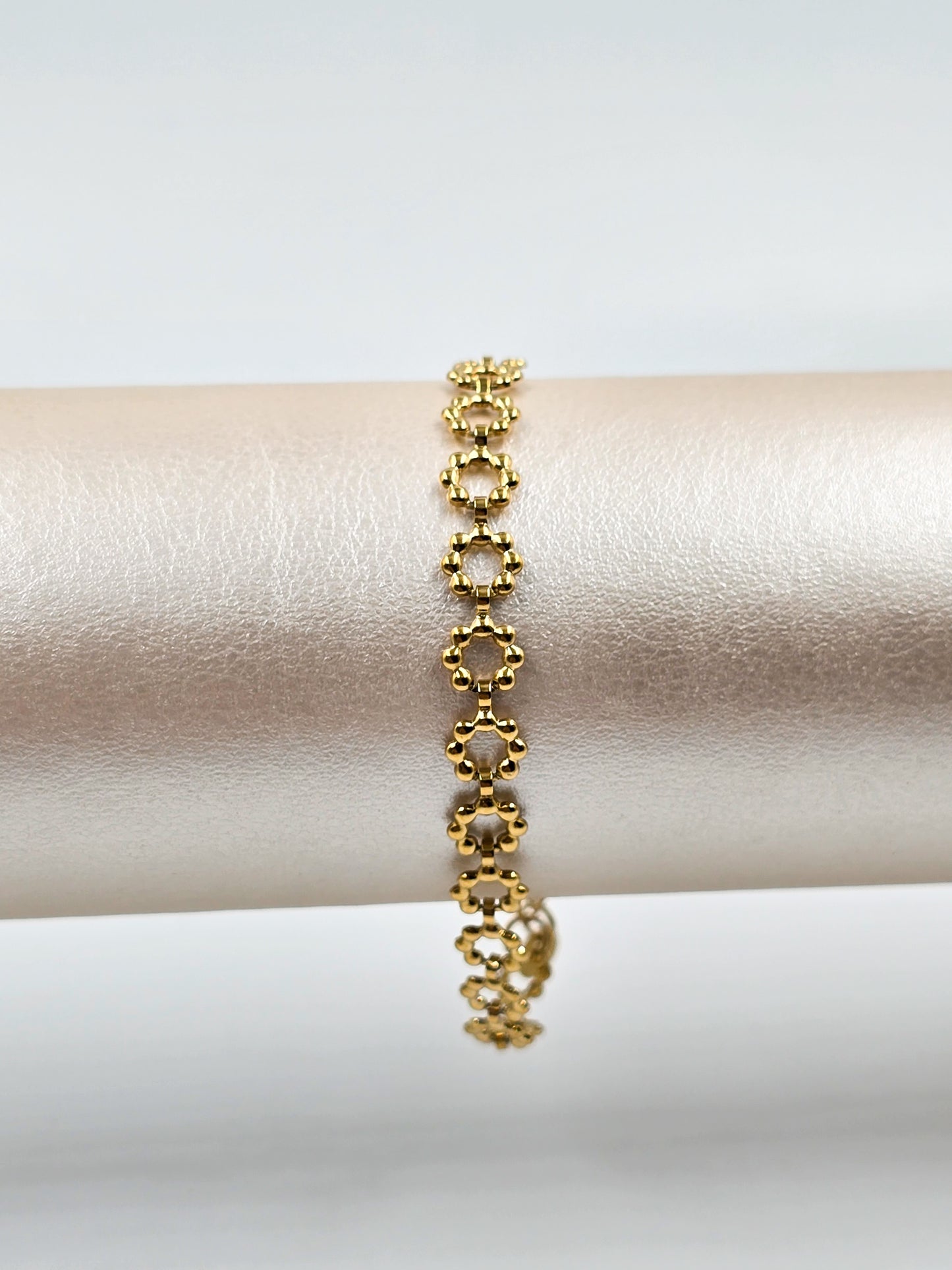 Stainless Steel Flower Link Bracelet