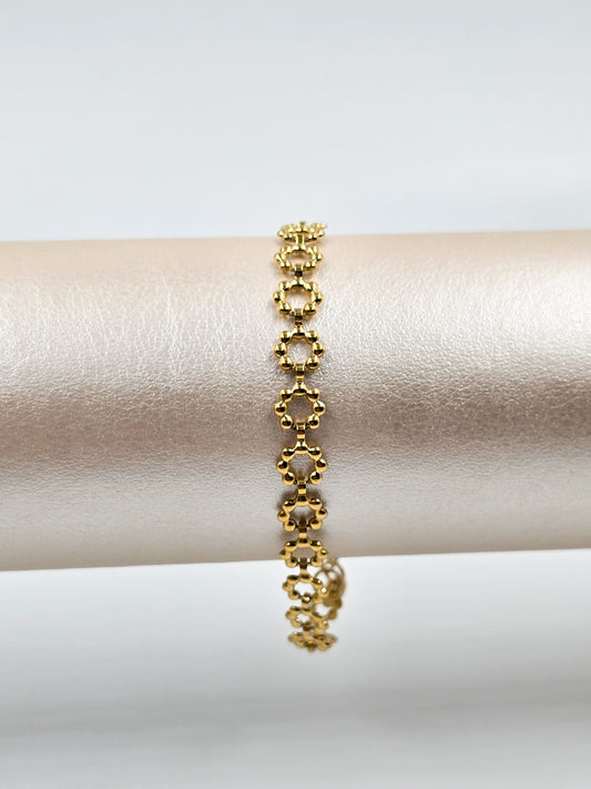 Stainless Steel Flower Link Bracelet