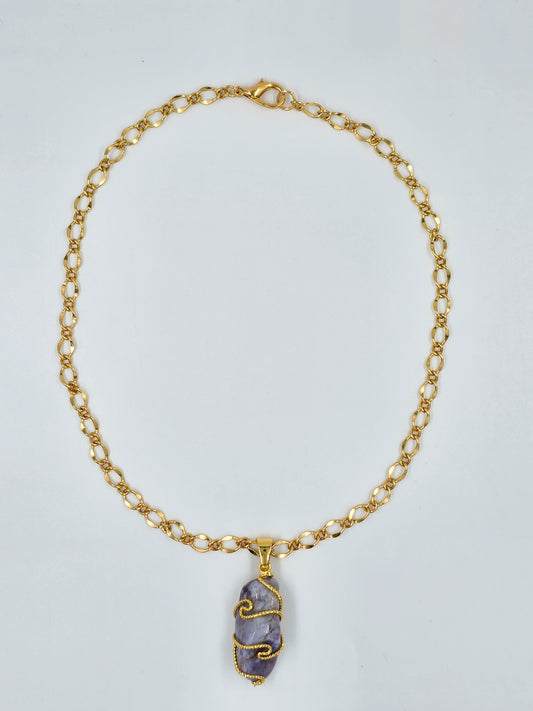 Natural Purple Gemstone Necklace
