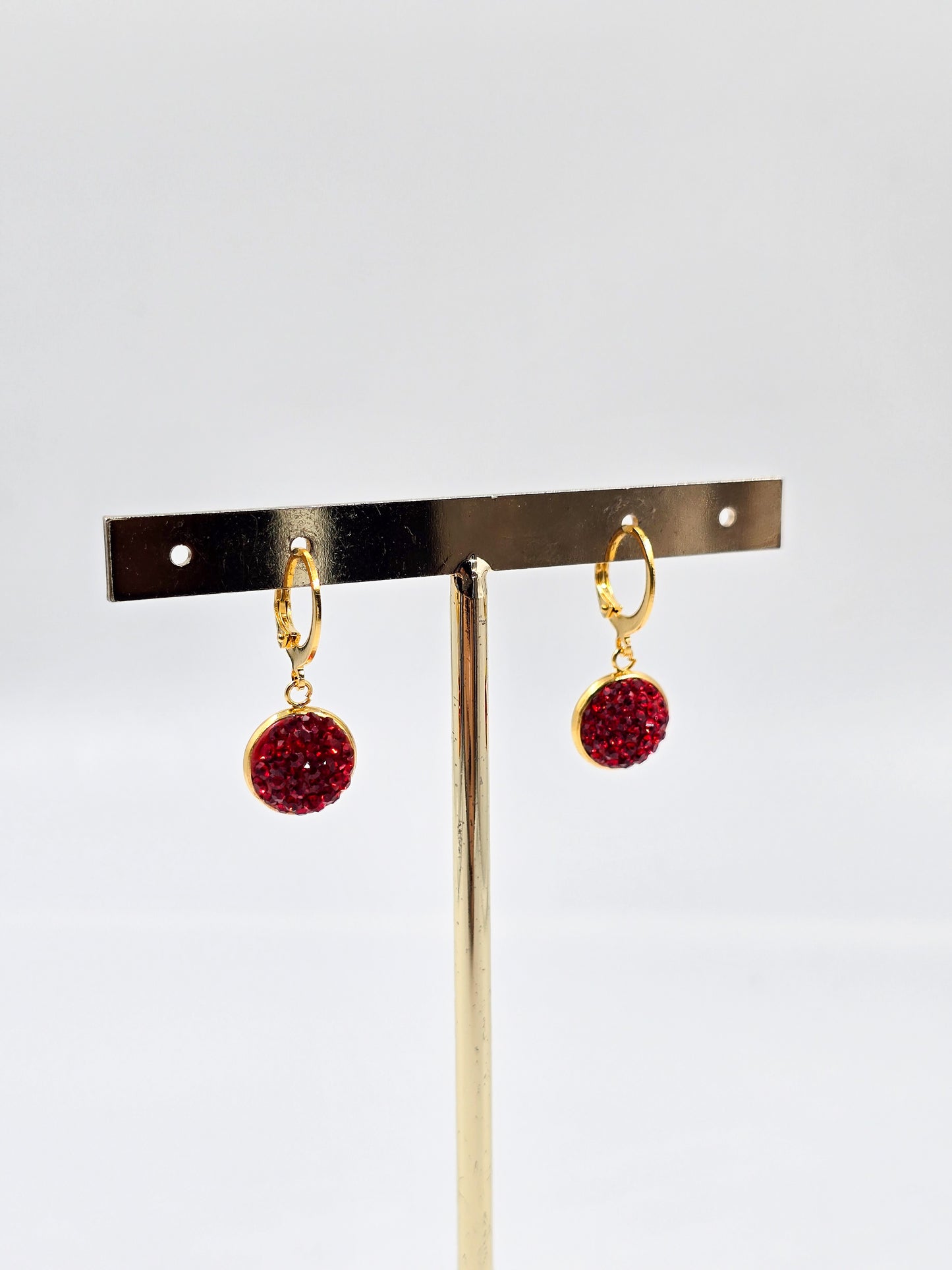 Stainless Steel Round Crystal Pendant and Stud Earring Set