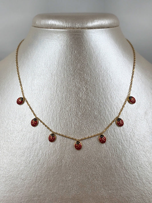 Stainless Steel Lady Bug Necklace