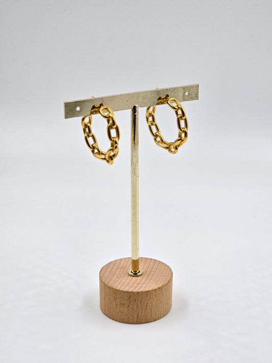 Stainless steel Chain Gold Hoops