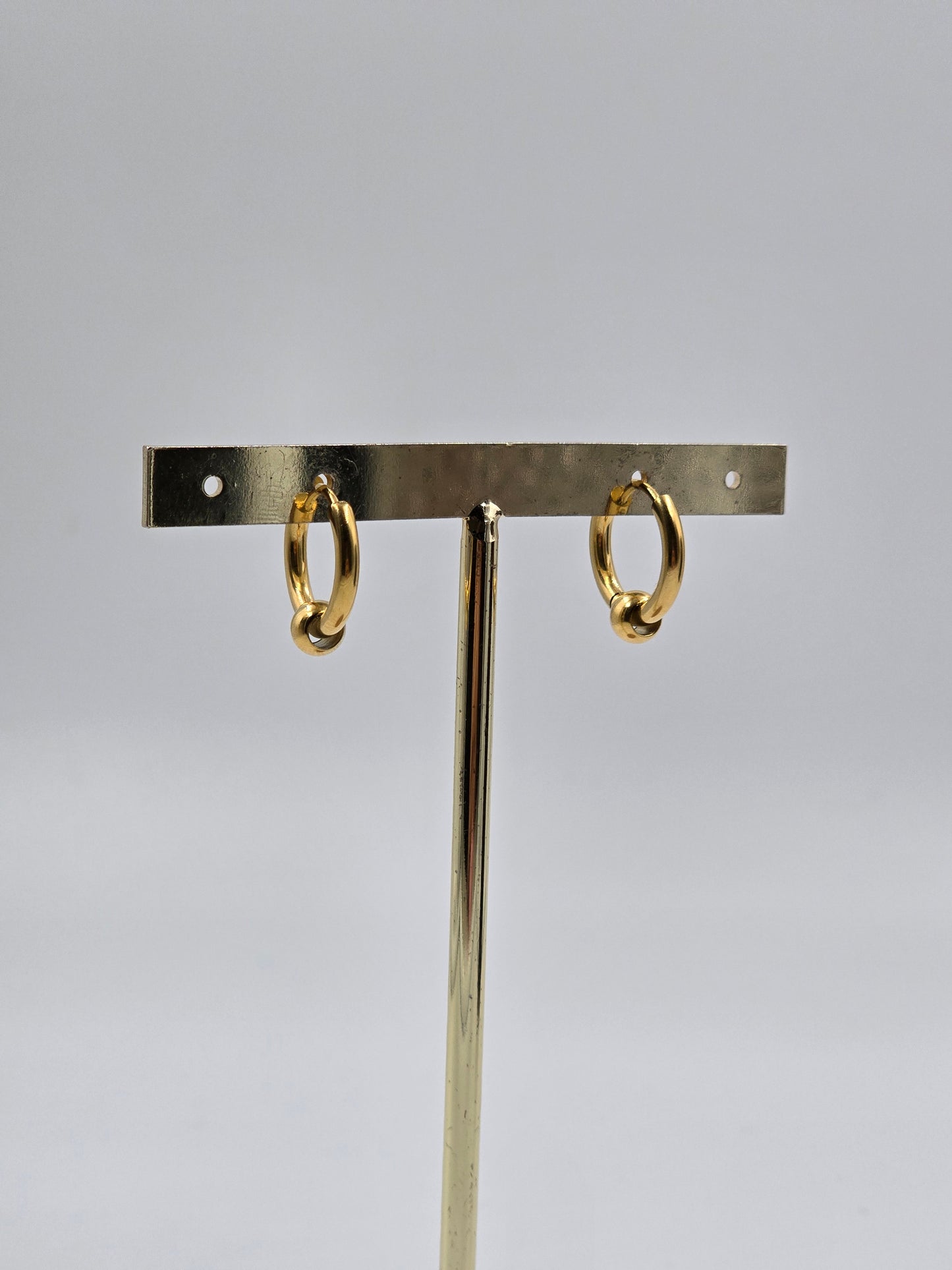 Stainless Steel Golden Orbit Hoops