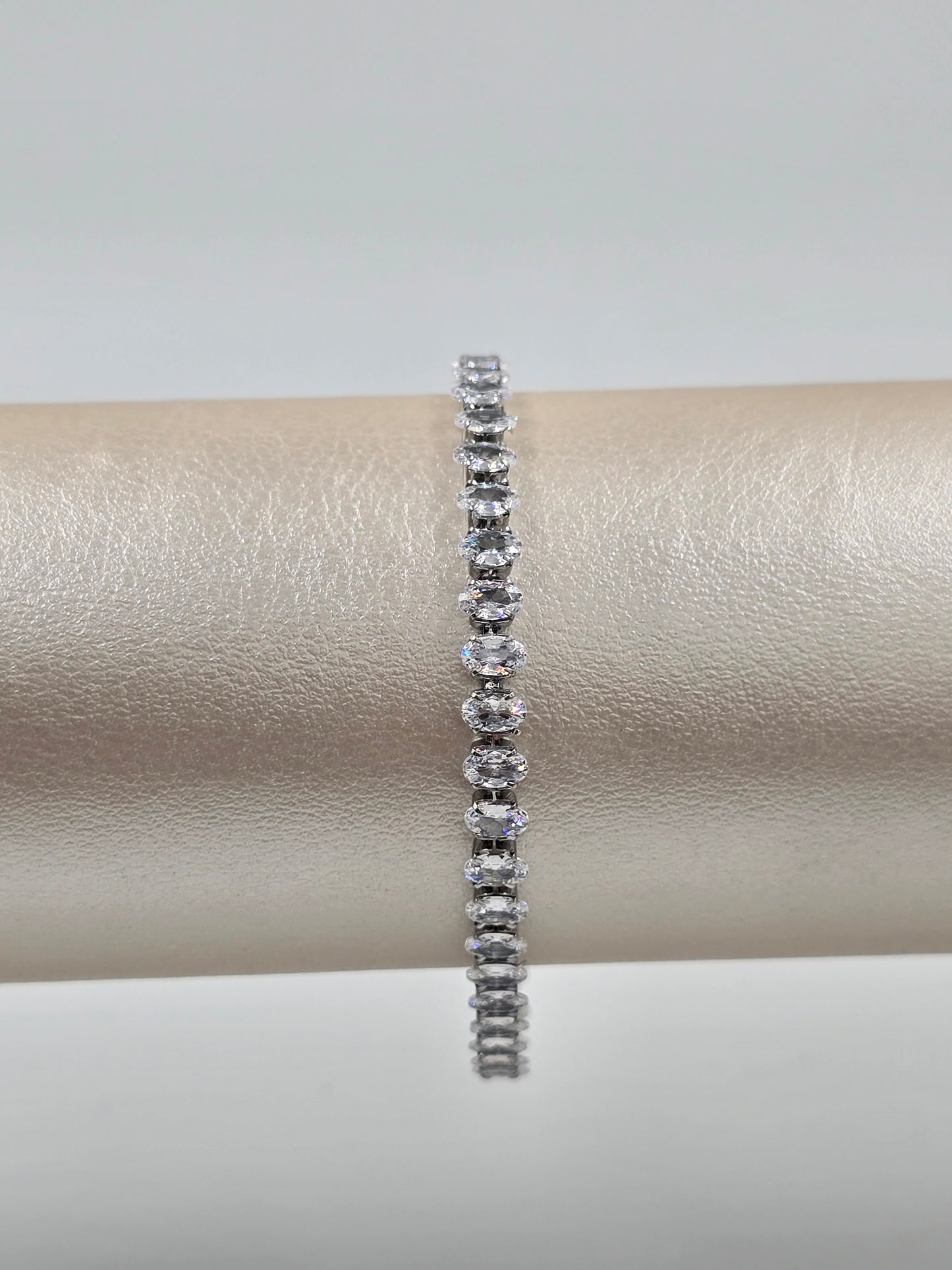 Stainless Steel Oval Tennis Bracelet