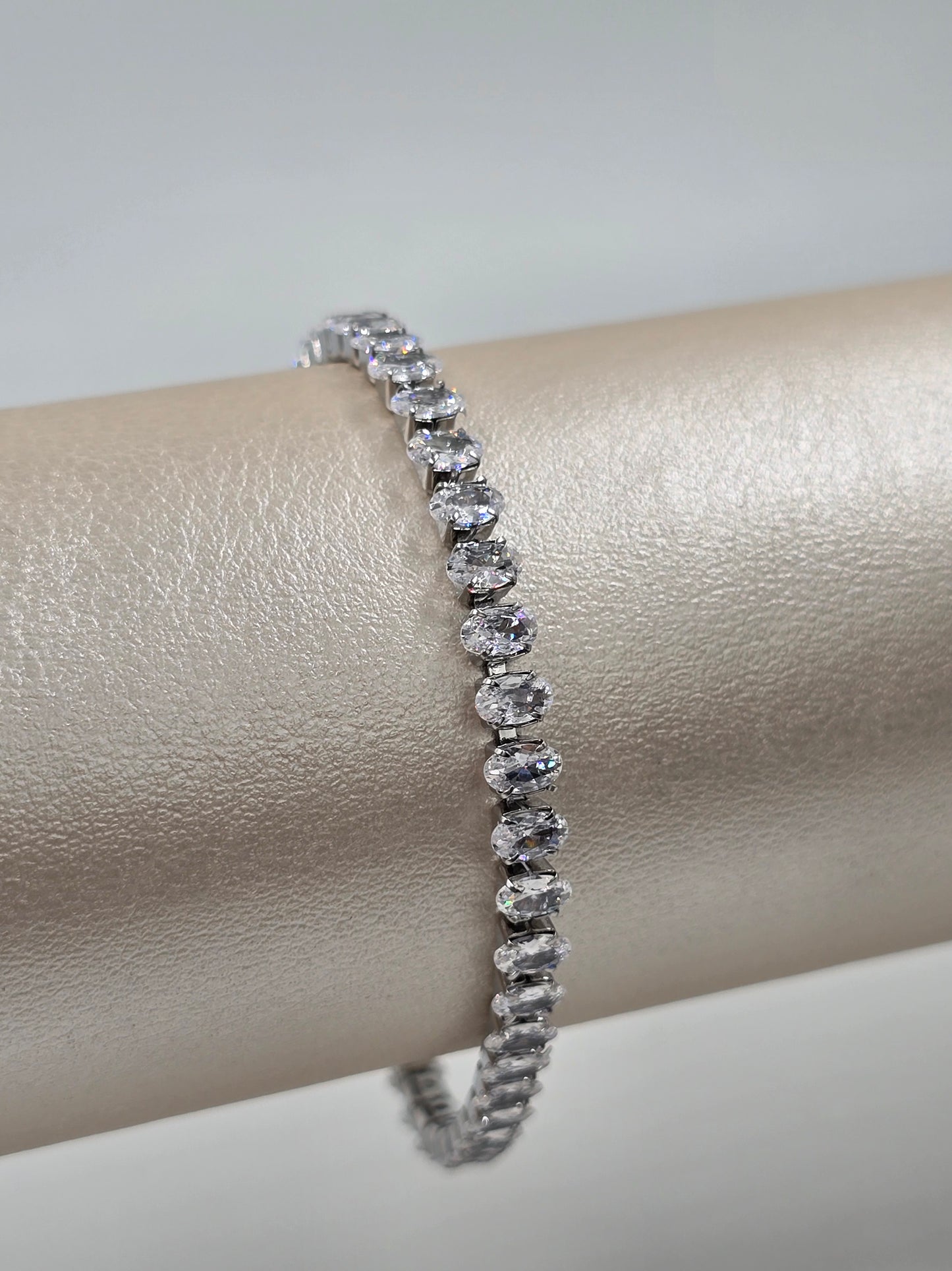 Stainless Steel Oval Tennis Bracelet