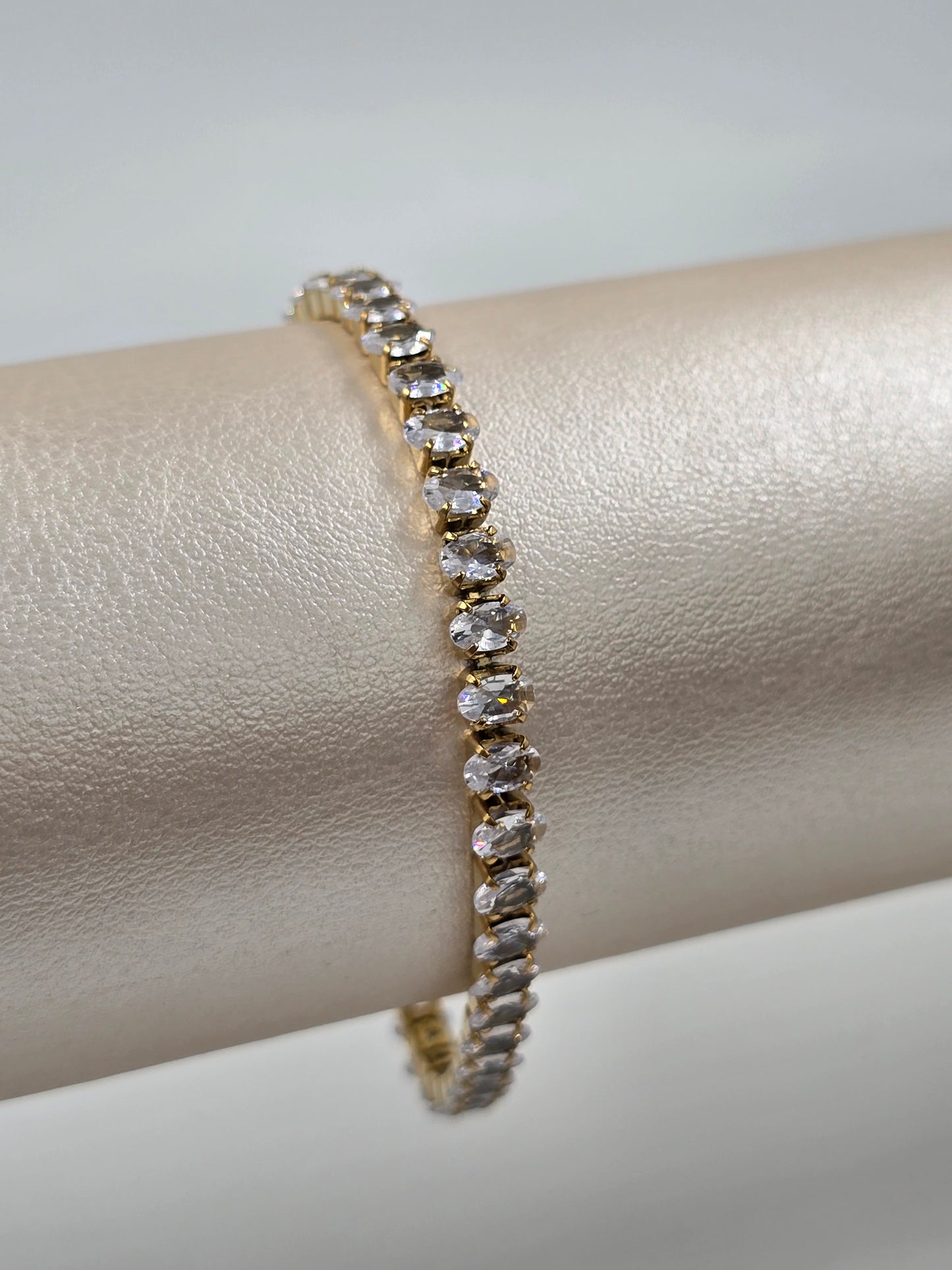 Stainless Steel Oval Tennis Bracelet