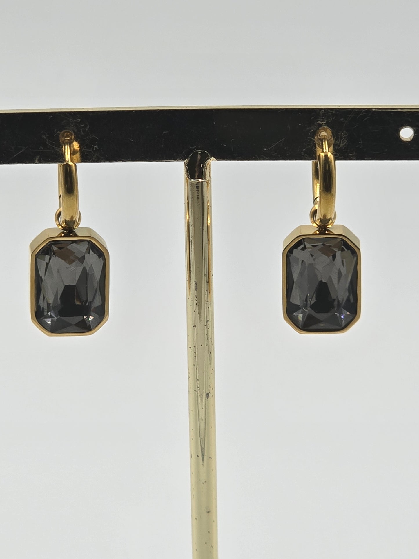 Stainless Steel Gem Drop Hoops