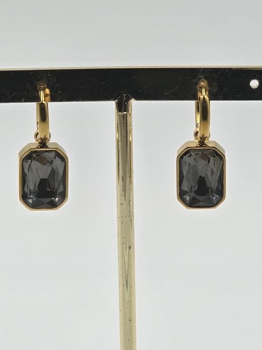 Stainless Steel Gem Drop Hoops