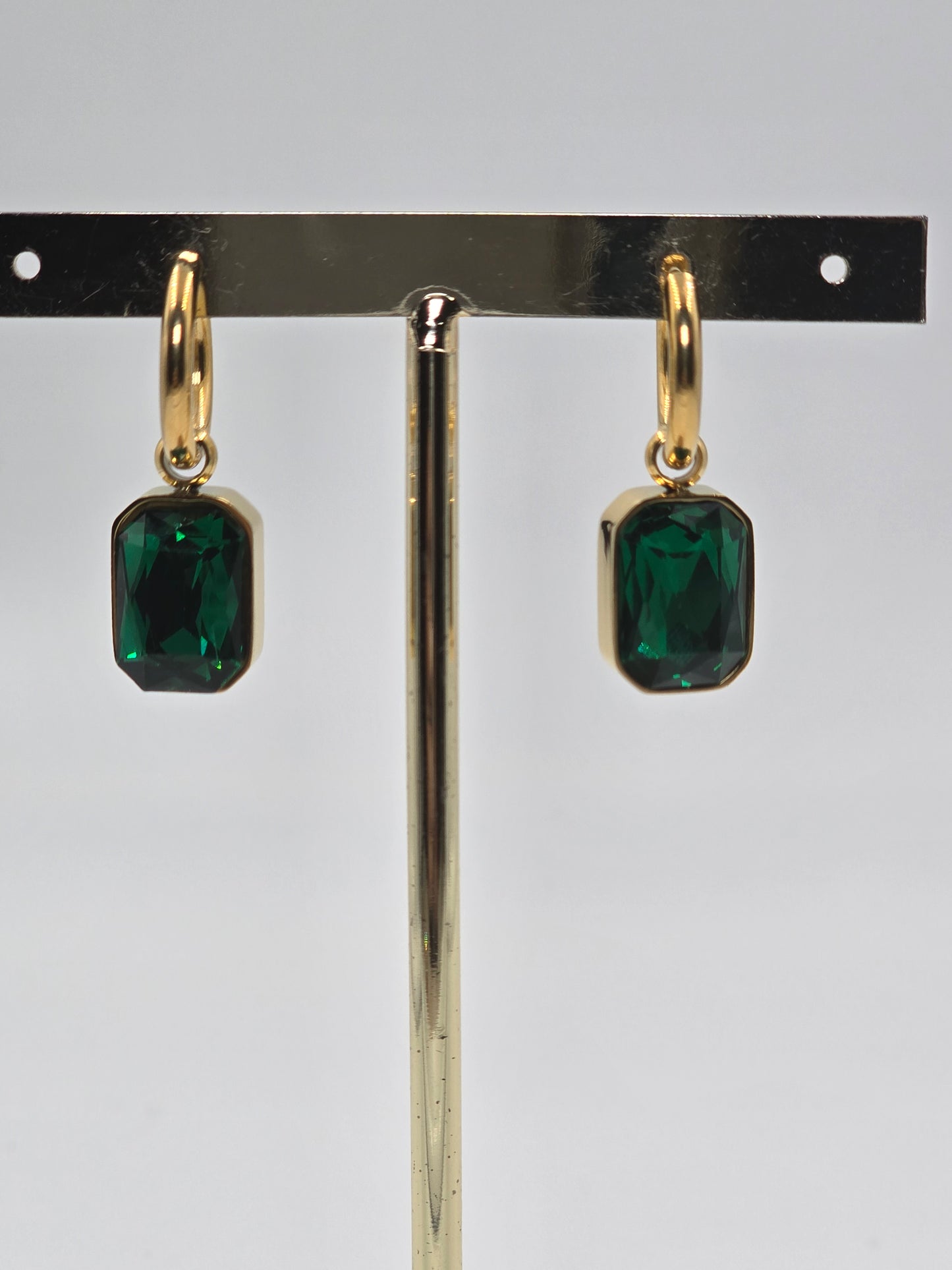 Stainless Steel Gem Drop Hoops