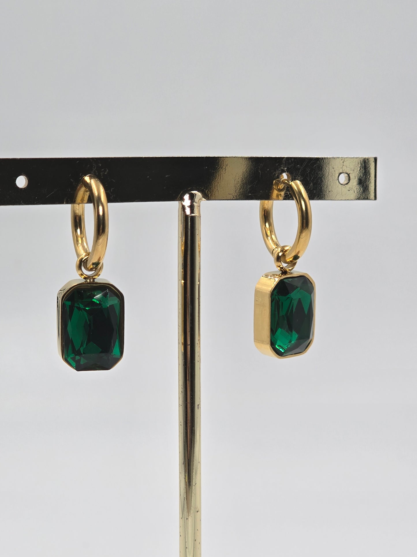 Stainless Steel Gem Drop Hoops