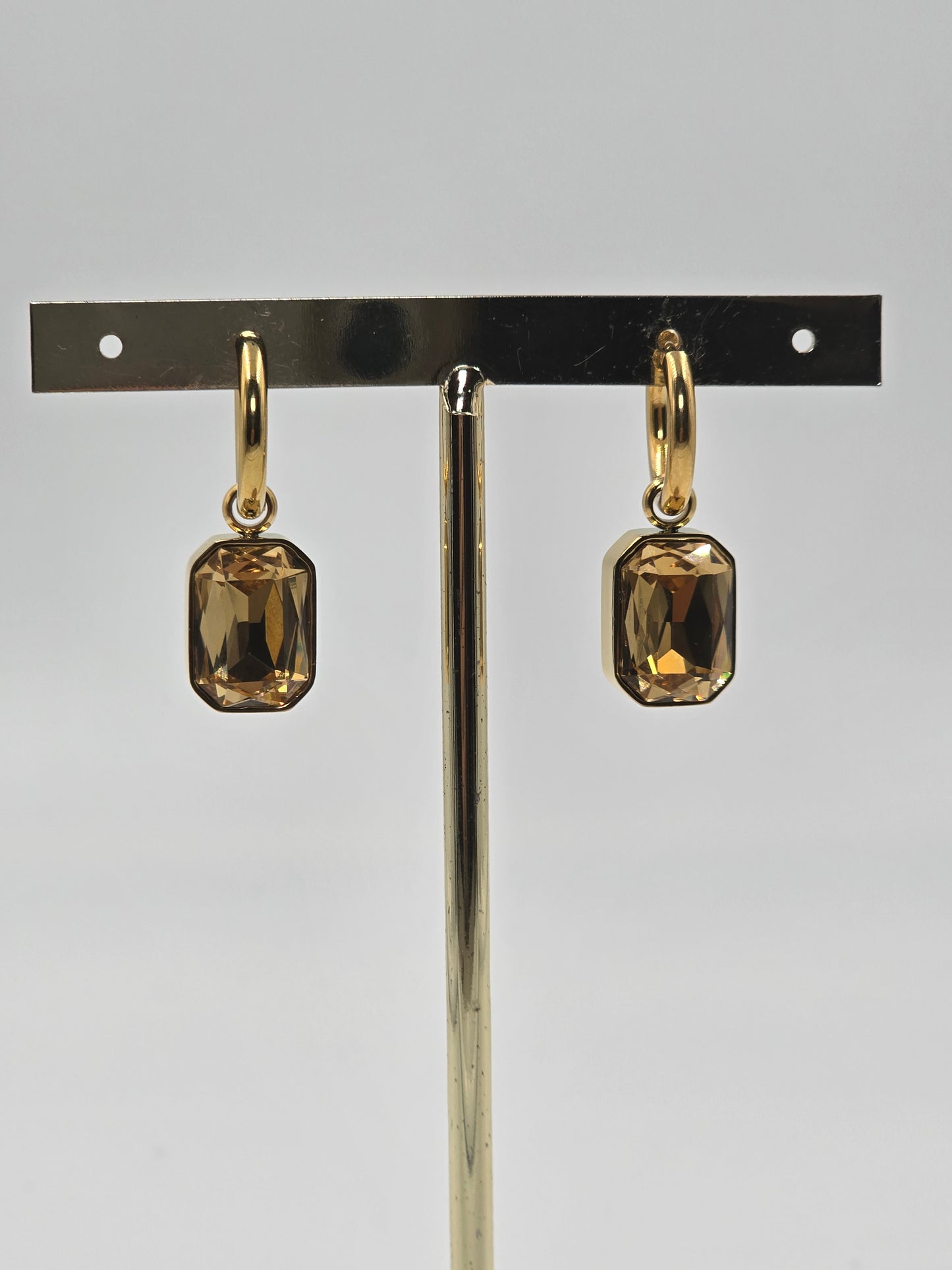 Stainless Steel Gem Drop Hoops
