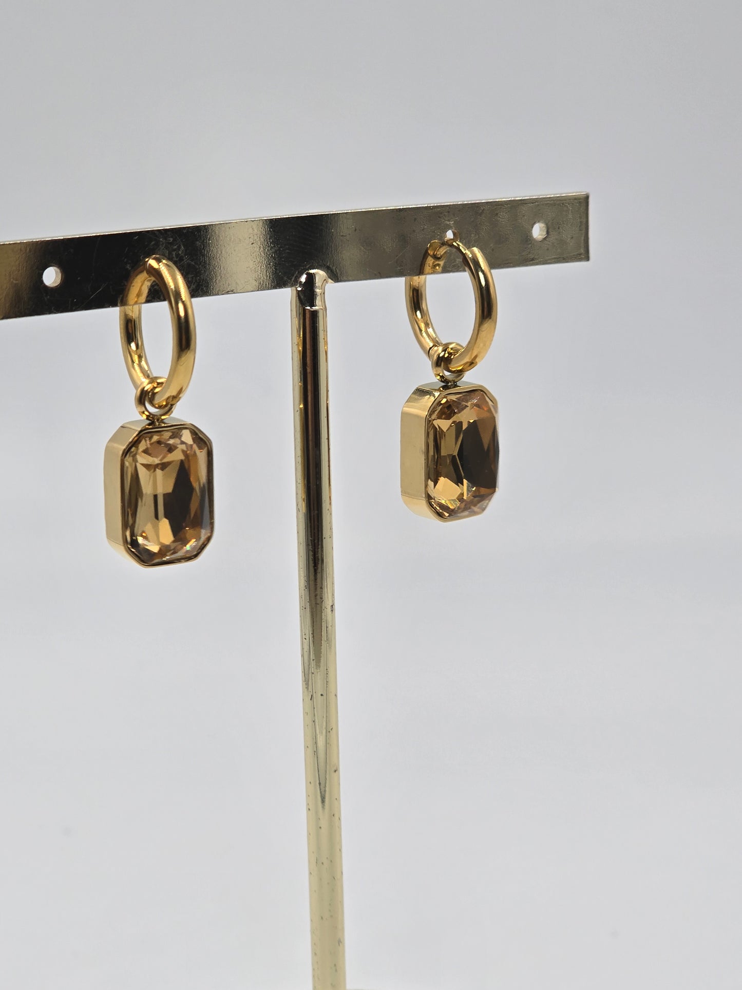 Stainless Steel Gem Drop Hoops