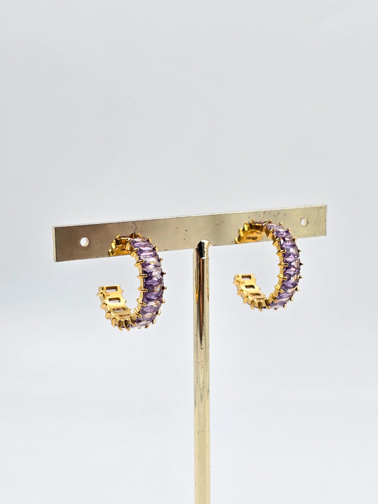 Stainless Steel Gemstones Hoops