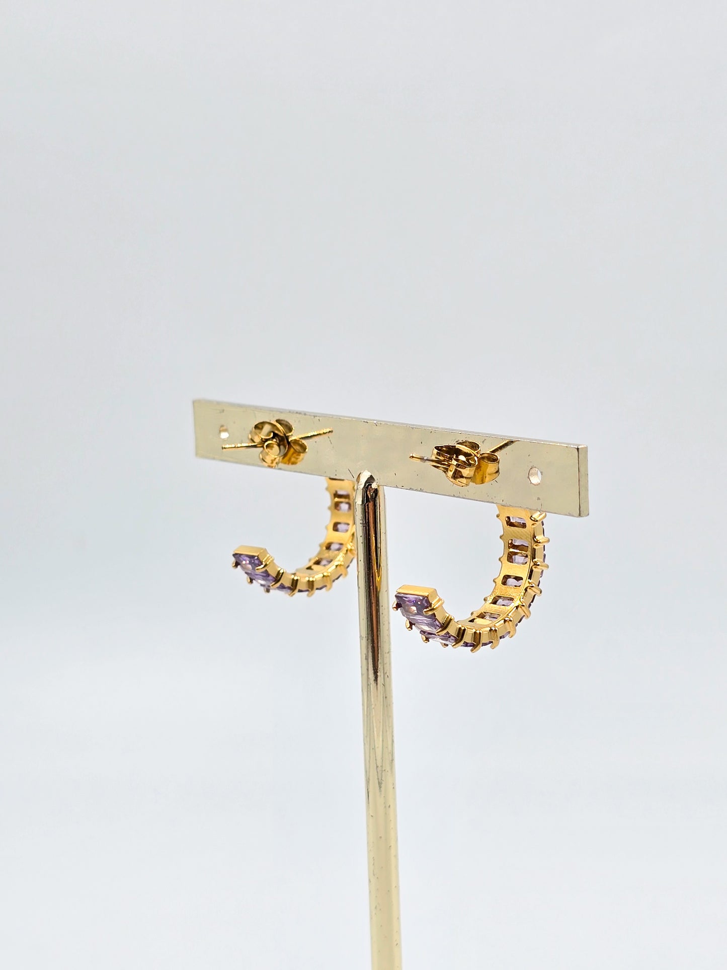 Stainless Steel Gemstones Hoops