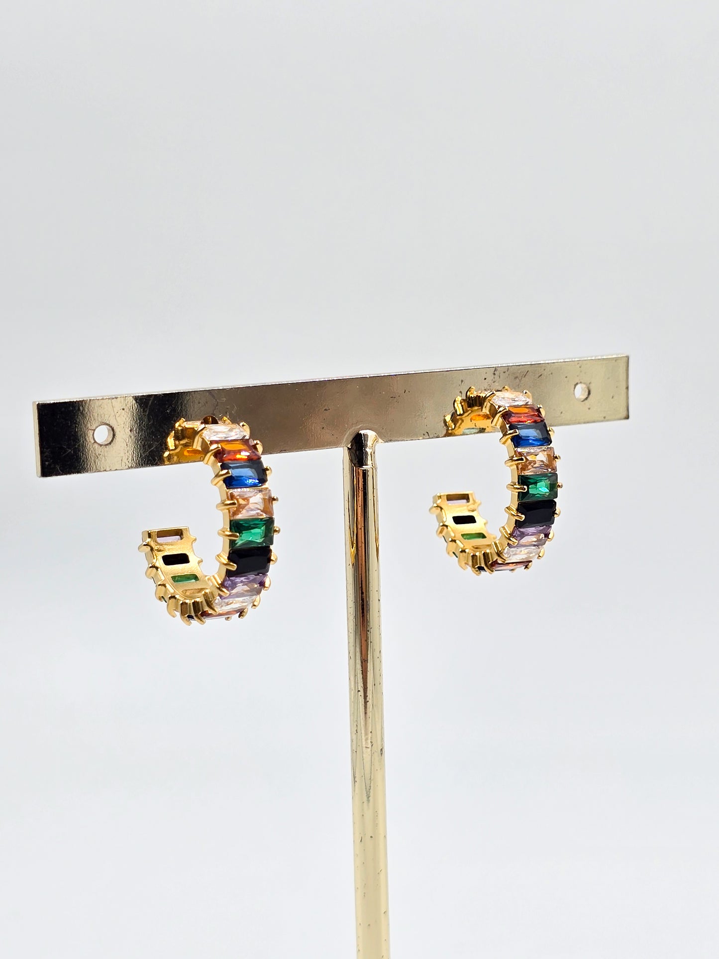 Stainless Steel Gemstones Hoops