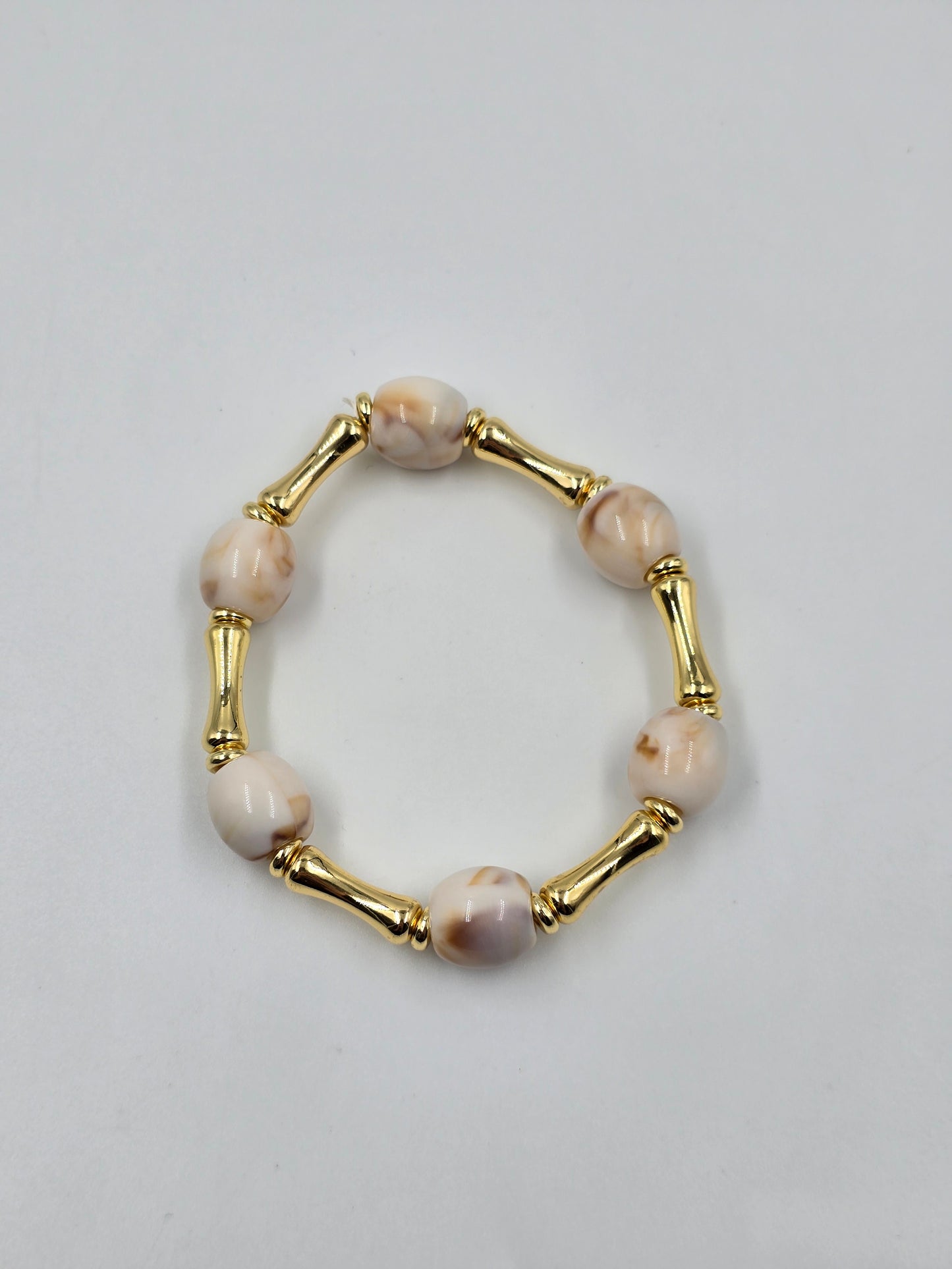Bracelet with gold links Beige Beads