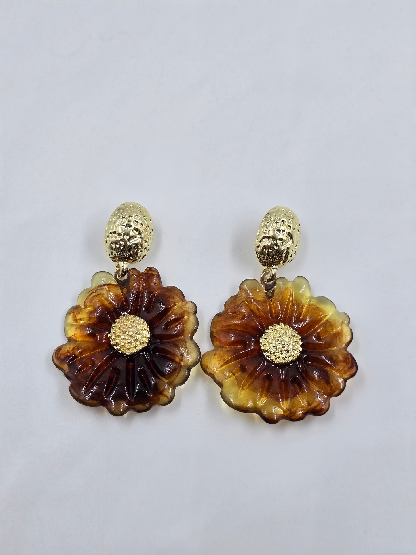 Brown Earrings with Gold Accent