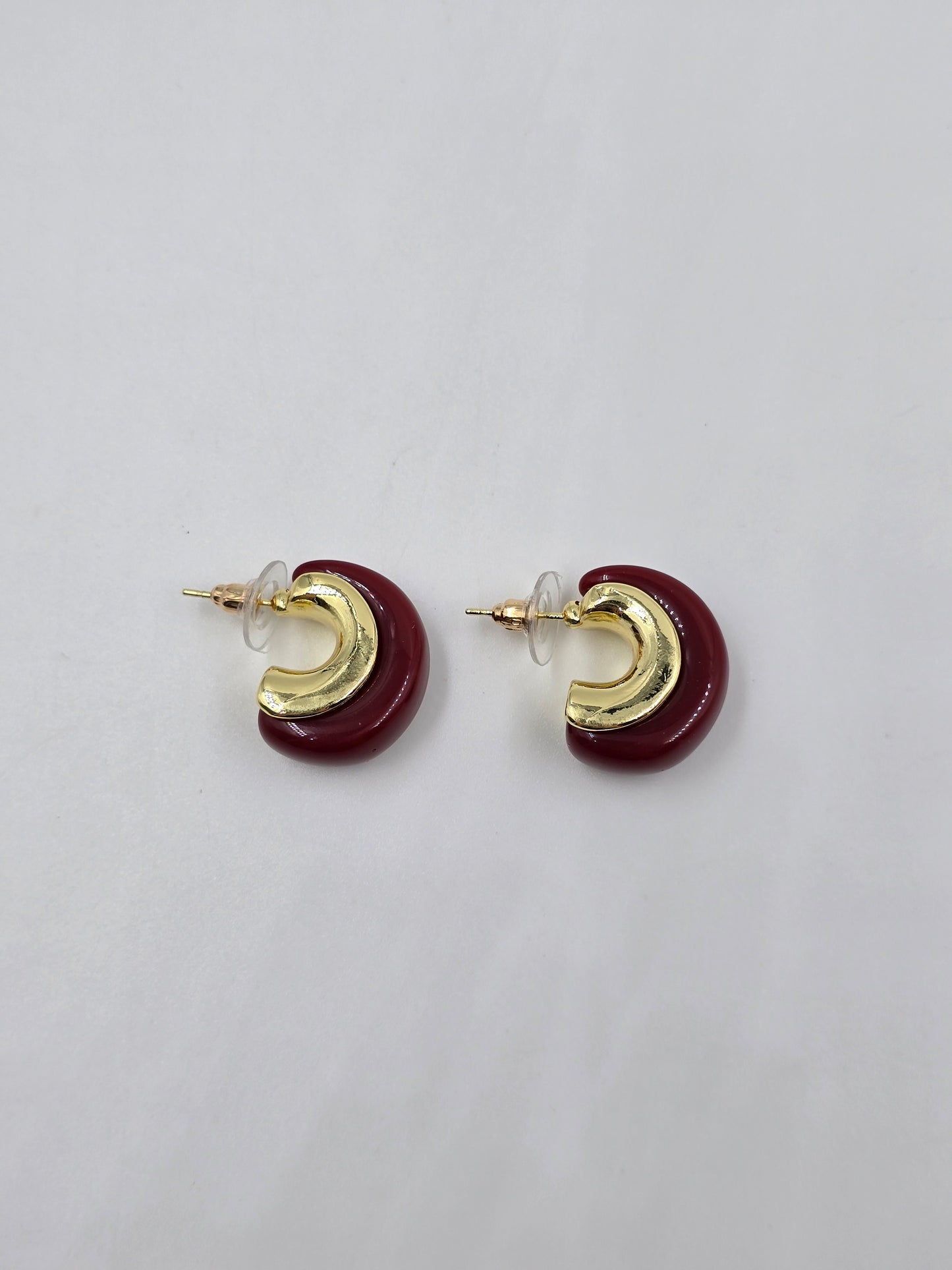 Gold and Burgundy Studs