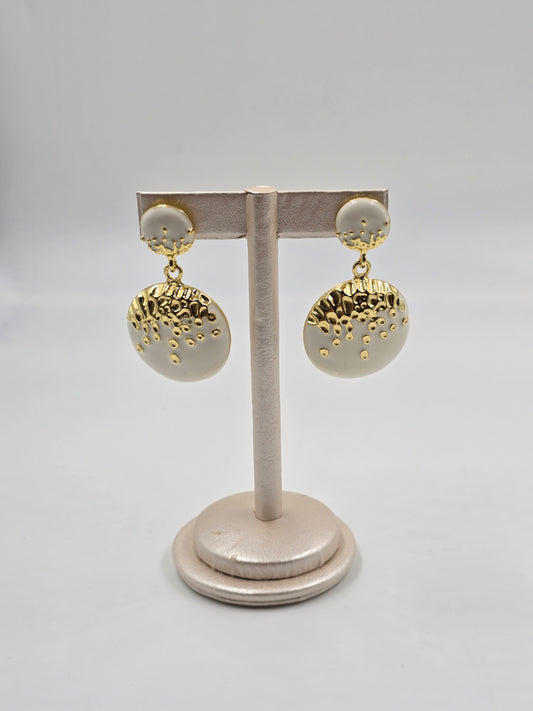 White and Gold Dangle Earrings