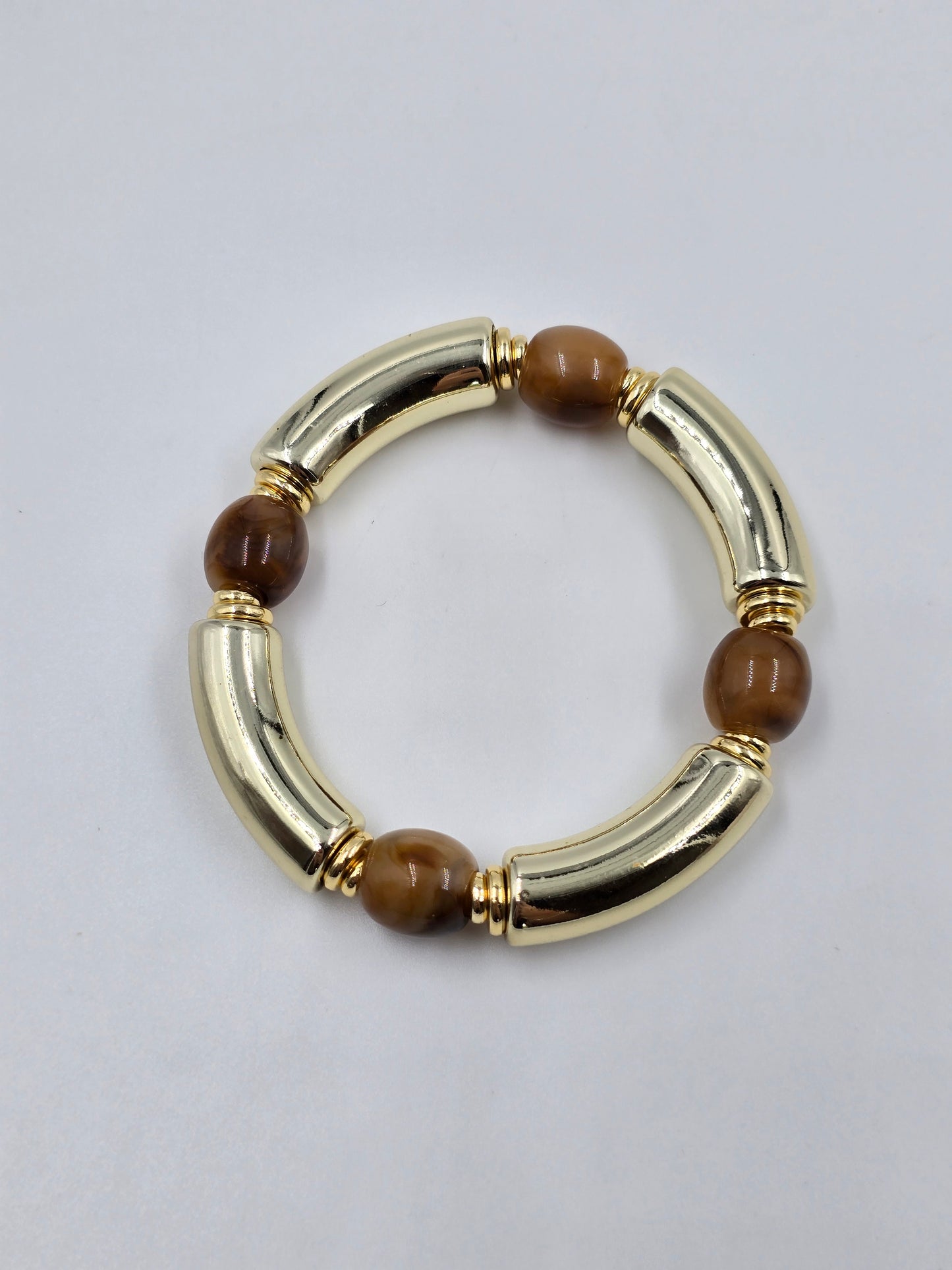 Gold Bracelet with Brown Beads