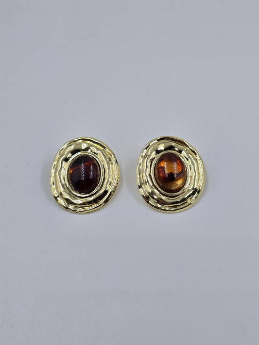 Amber and Gold Earrings